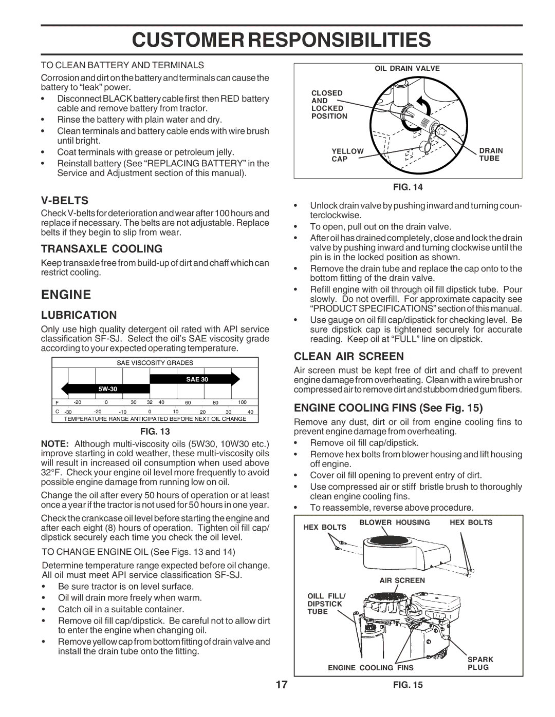 Poulan 182490 owner manual Engine, Belts, Transaxle Cooling, Lubrication, Clean AIR Screen 