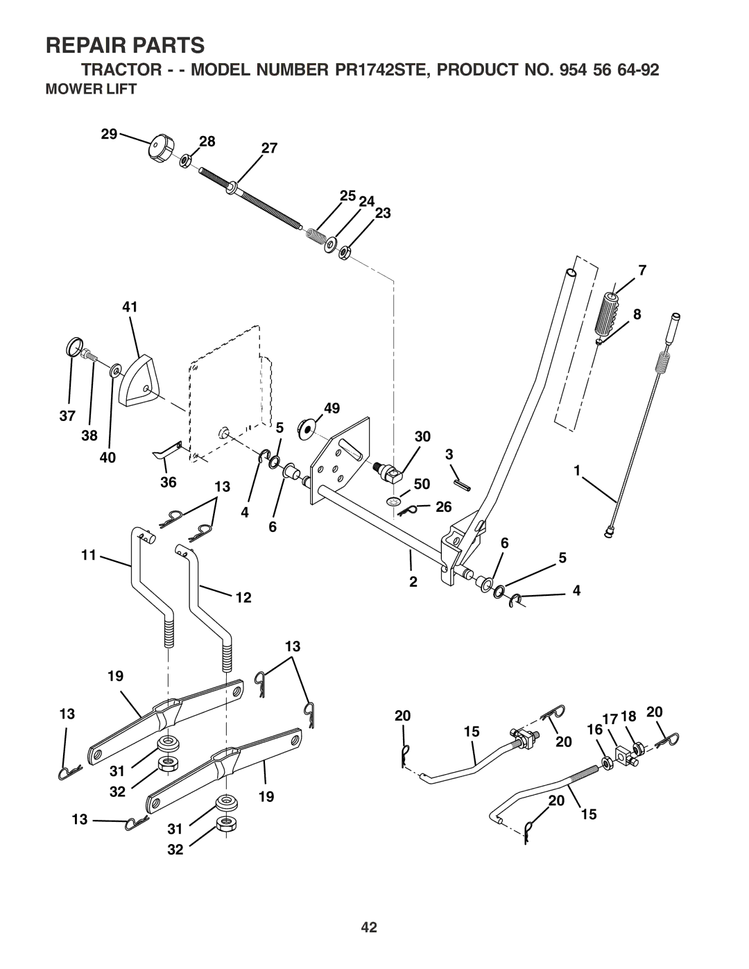 Poulan 182490 owner manual Mower Lift 