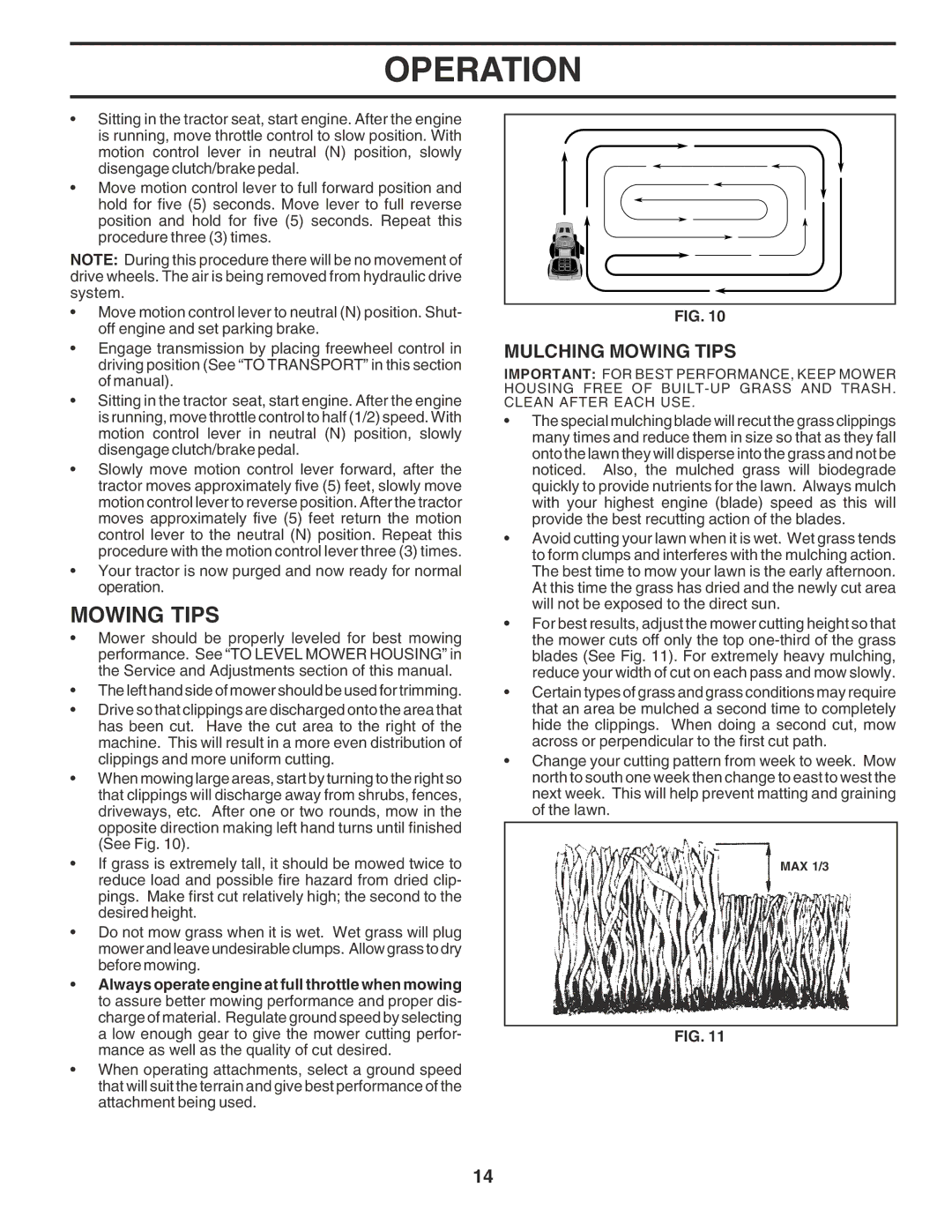 Poulan 182565 owner manual Mulching Mowing Tips 