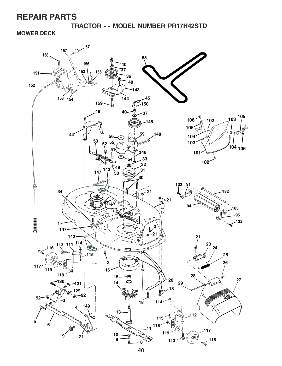 Poulan 182565 owner manual Mower Deck 