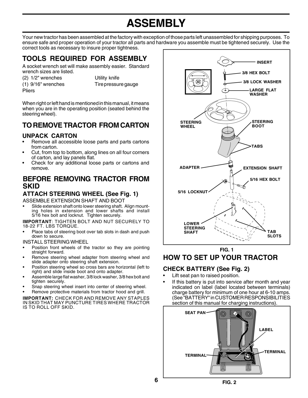 Poulan 182565 owner manual Assembly 