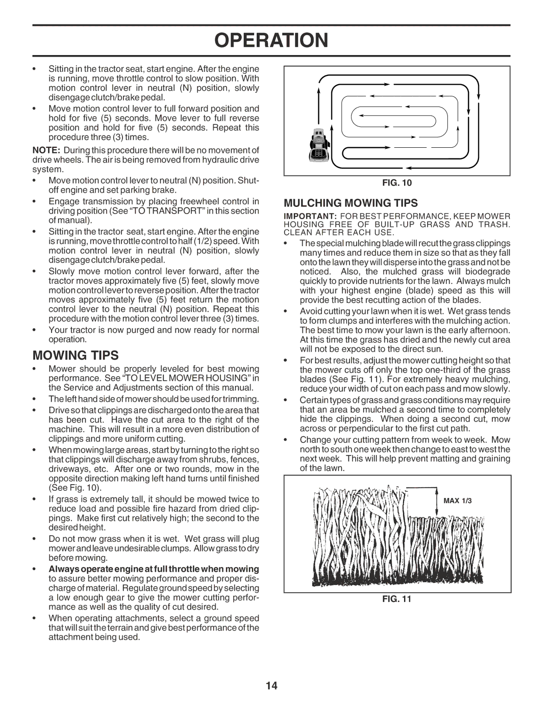 Poulan 182705 owner manual Mulching Mowing Tips 