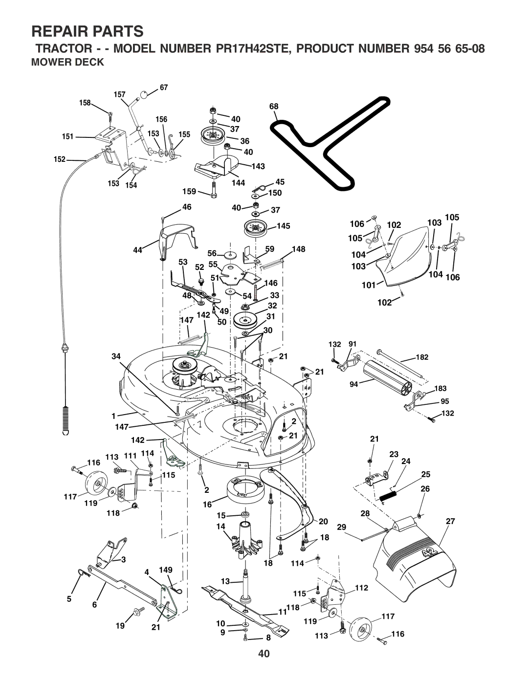 Poulan 182705 owner manual Mower Deck 