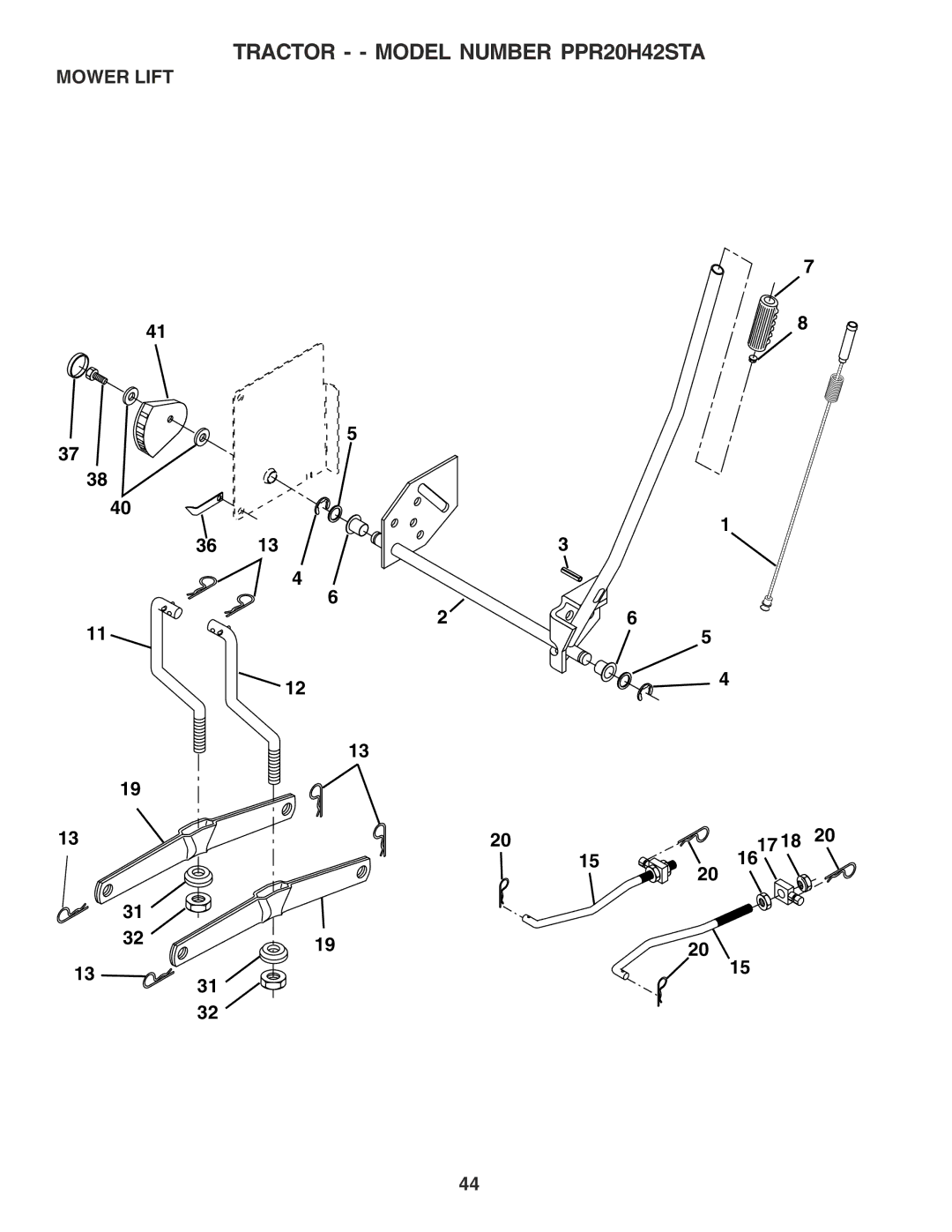 Poulan 182770 owner manual Mower Lift 