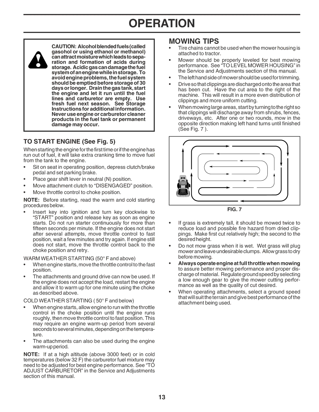 Poulan 182946 manual Mowing Tips, To Start Engine See Fig 