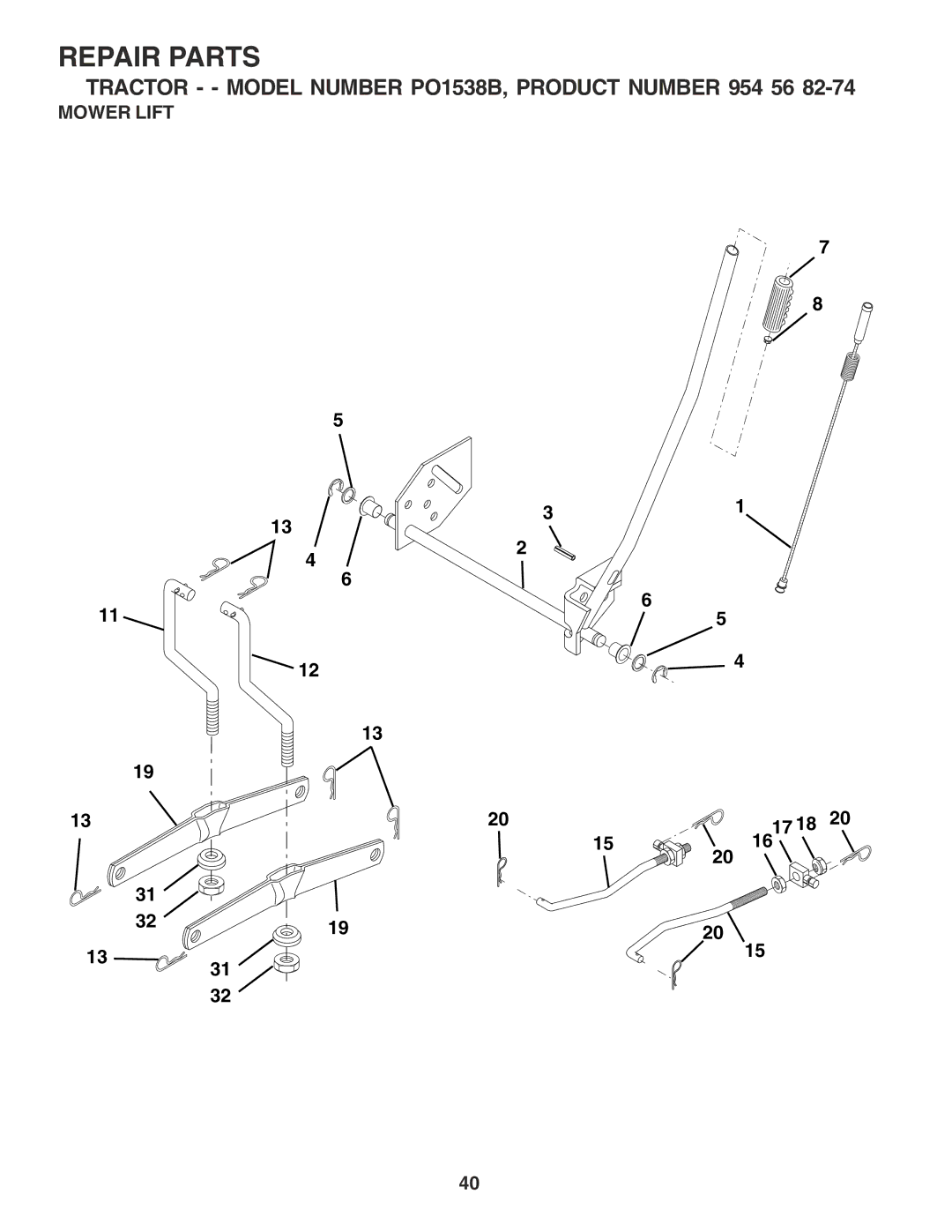 Poulan 182946 manual Mower Lift 