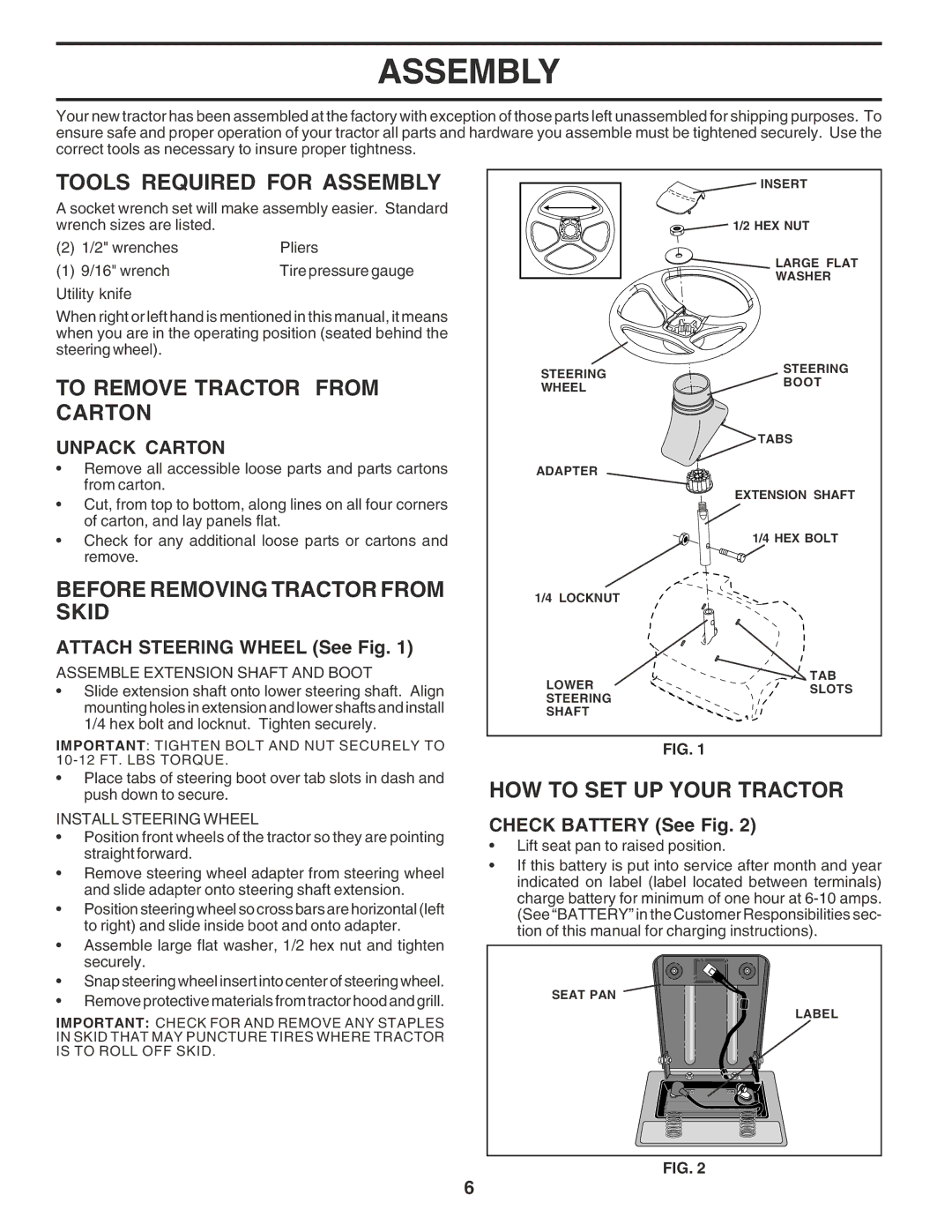 Poulan 182946 manual Tools Required for Assembly, To Remove Tractor from Carton, Before Removing Tractor from Skid 