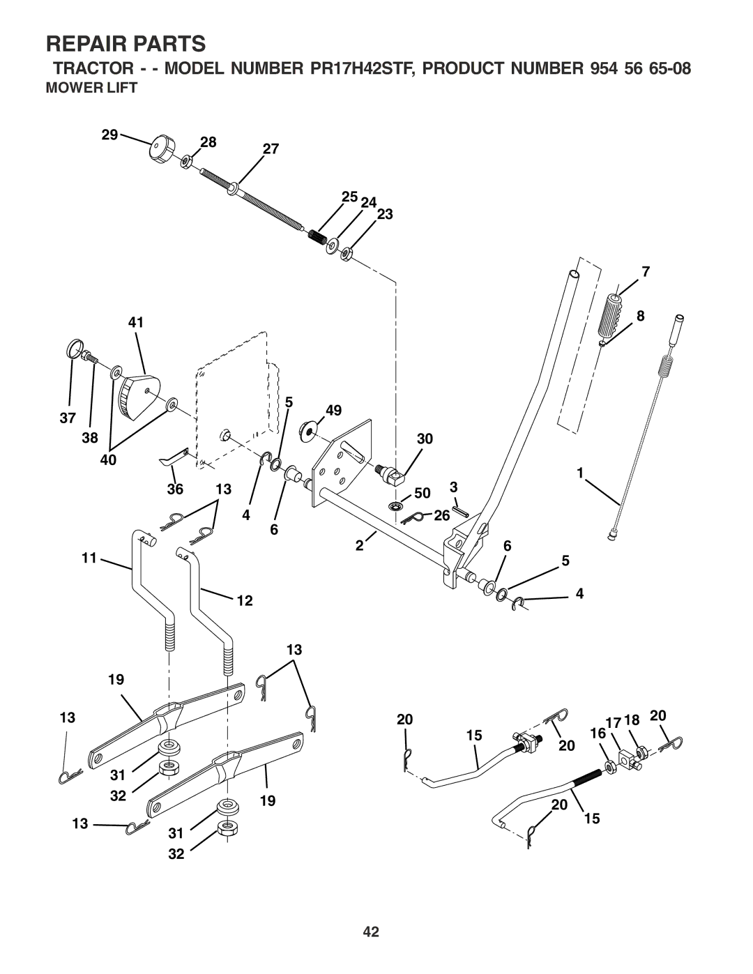 Poulan 183041 owner manual Mower Lift 