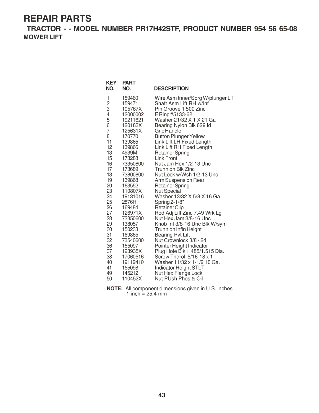 Poulan 183041 owner manual Wire Asm Inner/Sprg W/plunger LT 