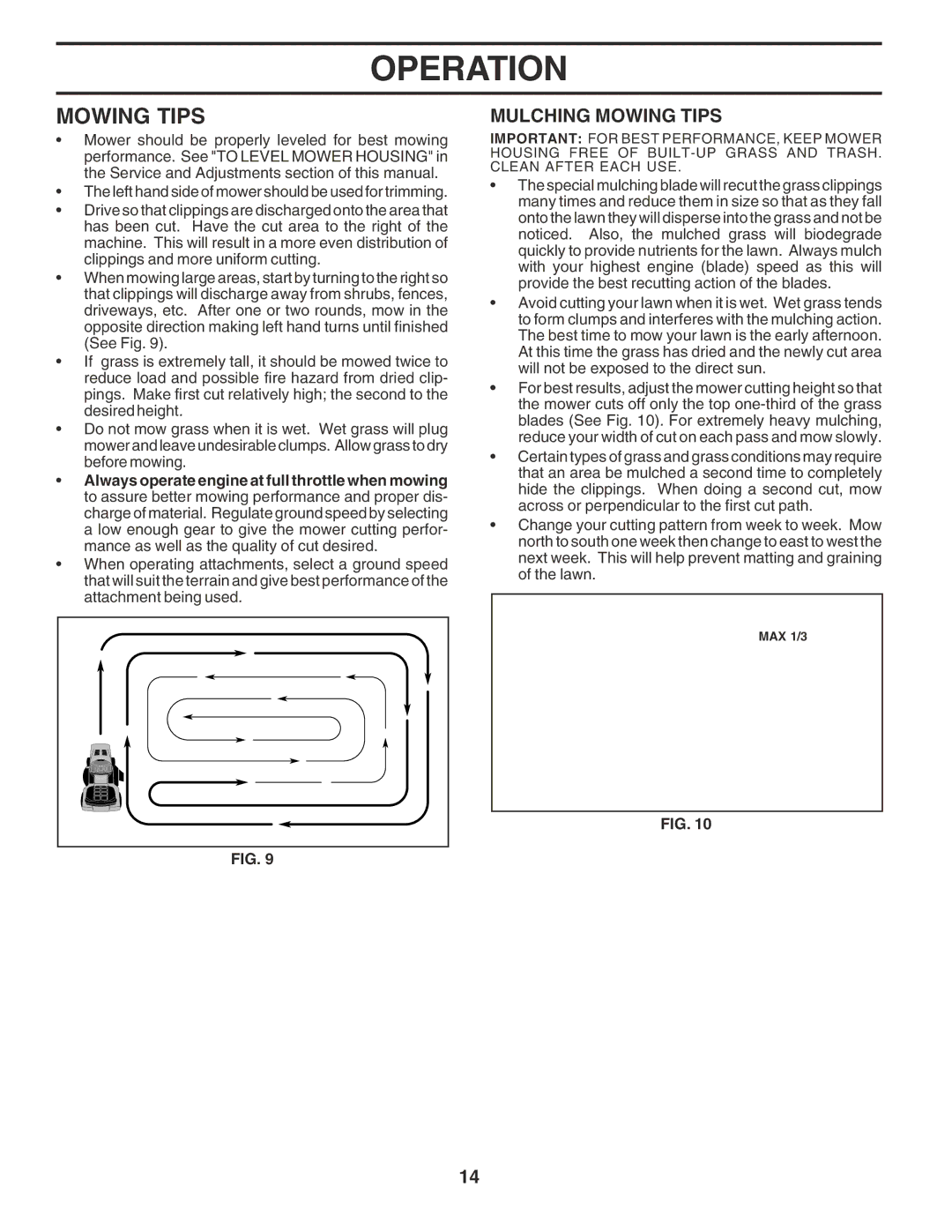 Poulan 183046 owner manual Mulching Mowing Tips 