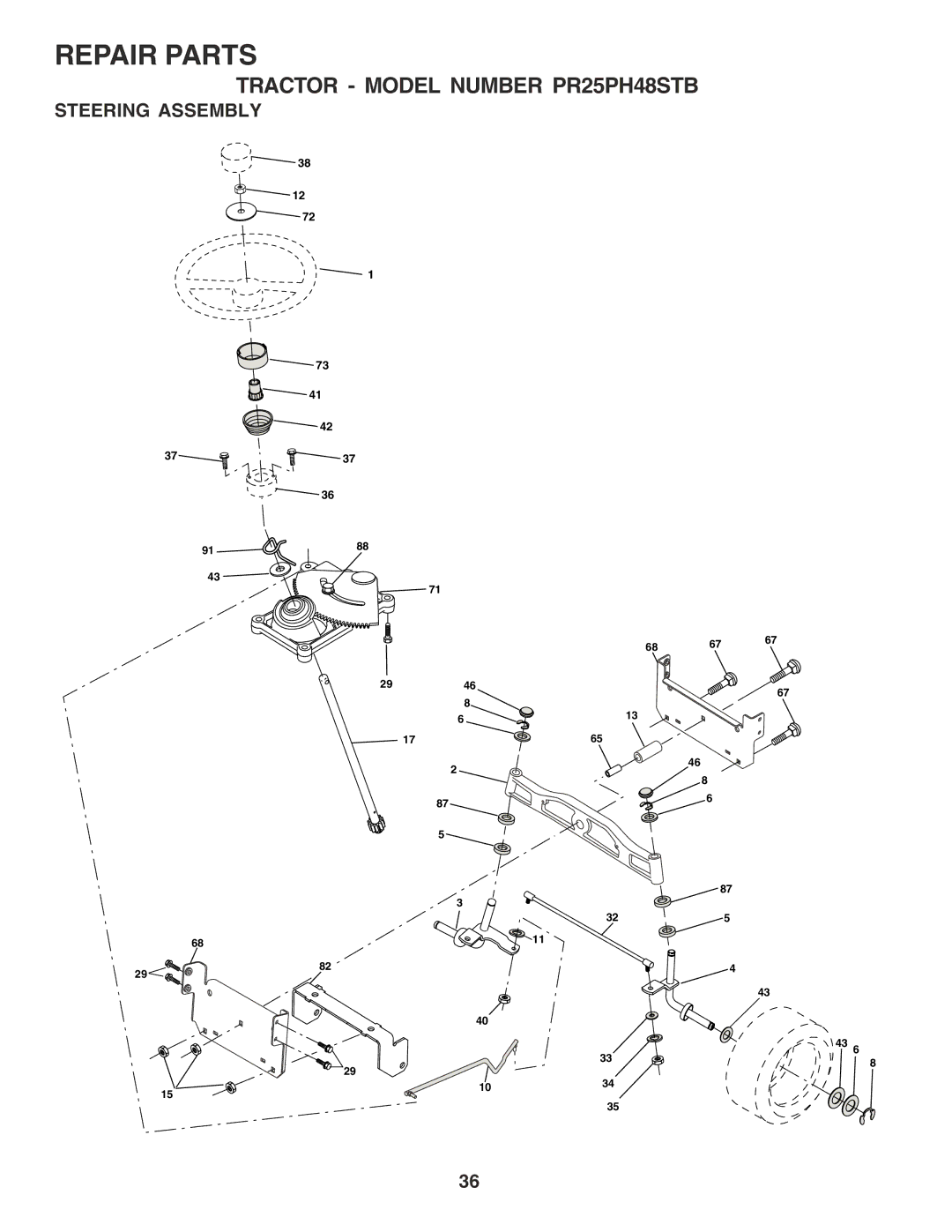 Poulan 183050 owner manual Steering Assembly 