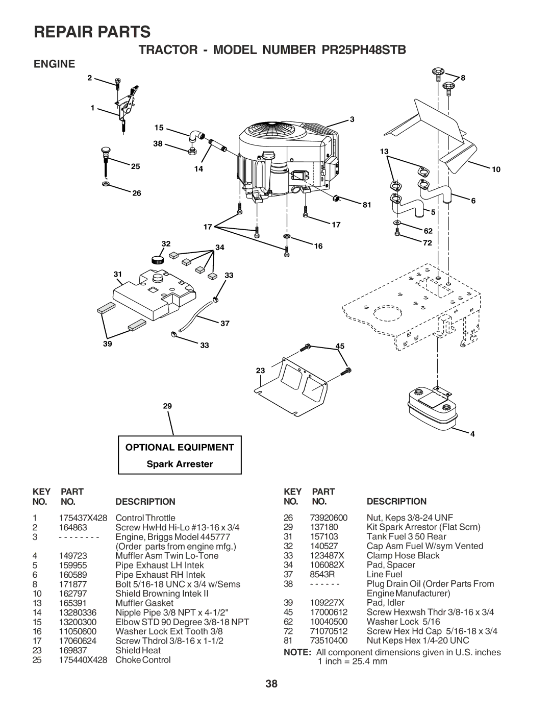 Poulan 183050 owner manual Engine 