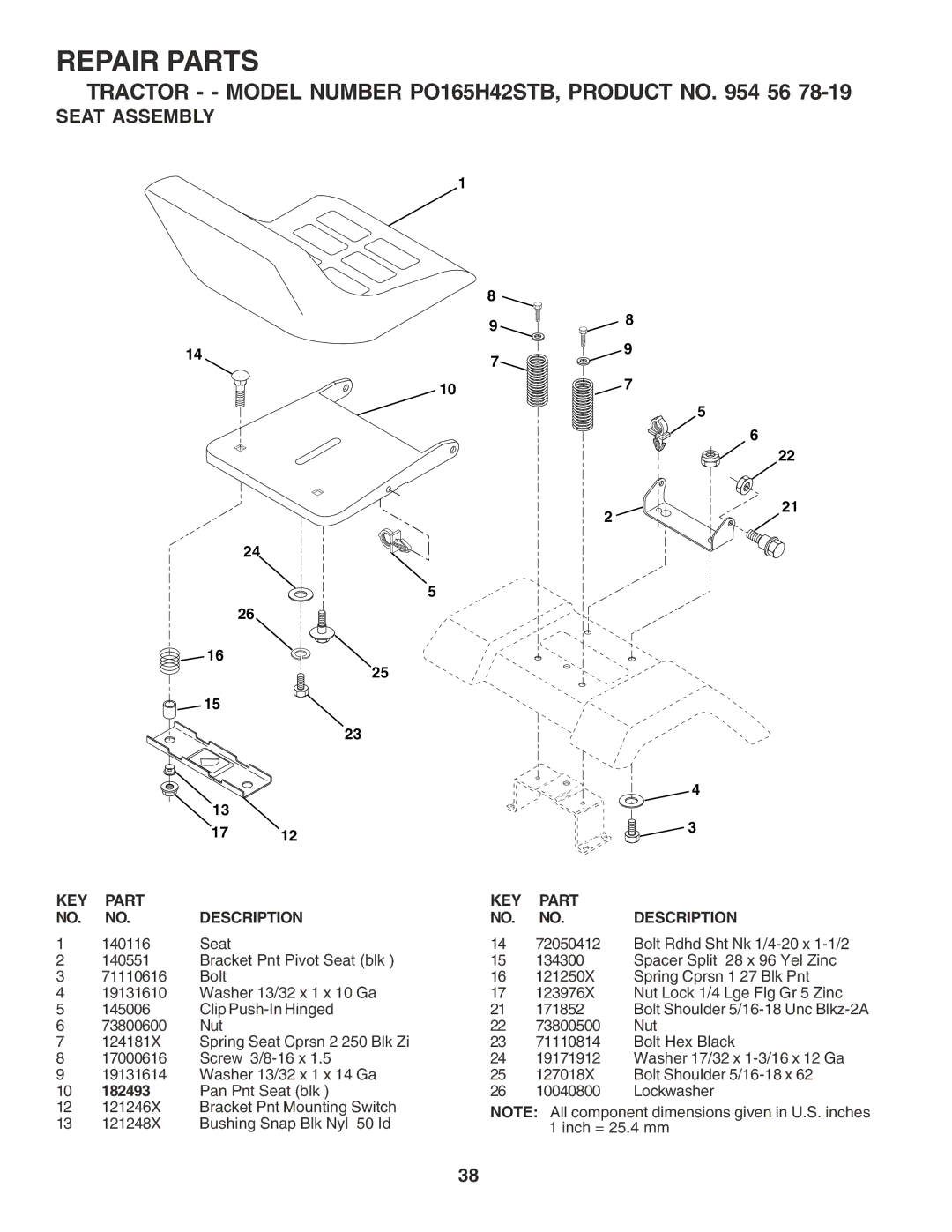 Poulan 183064 manual Seat Assembly 