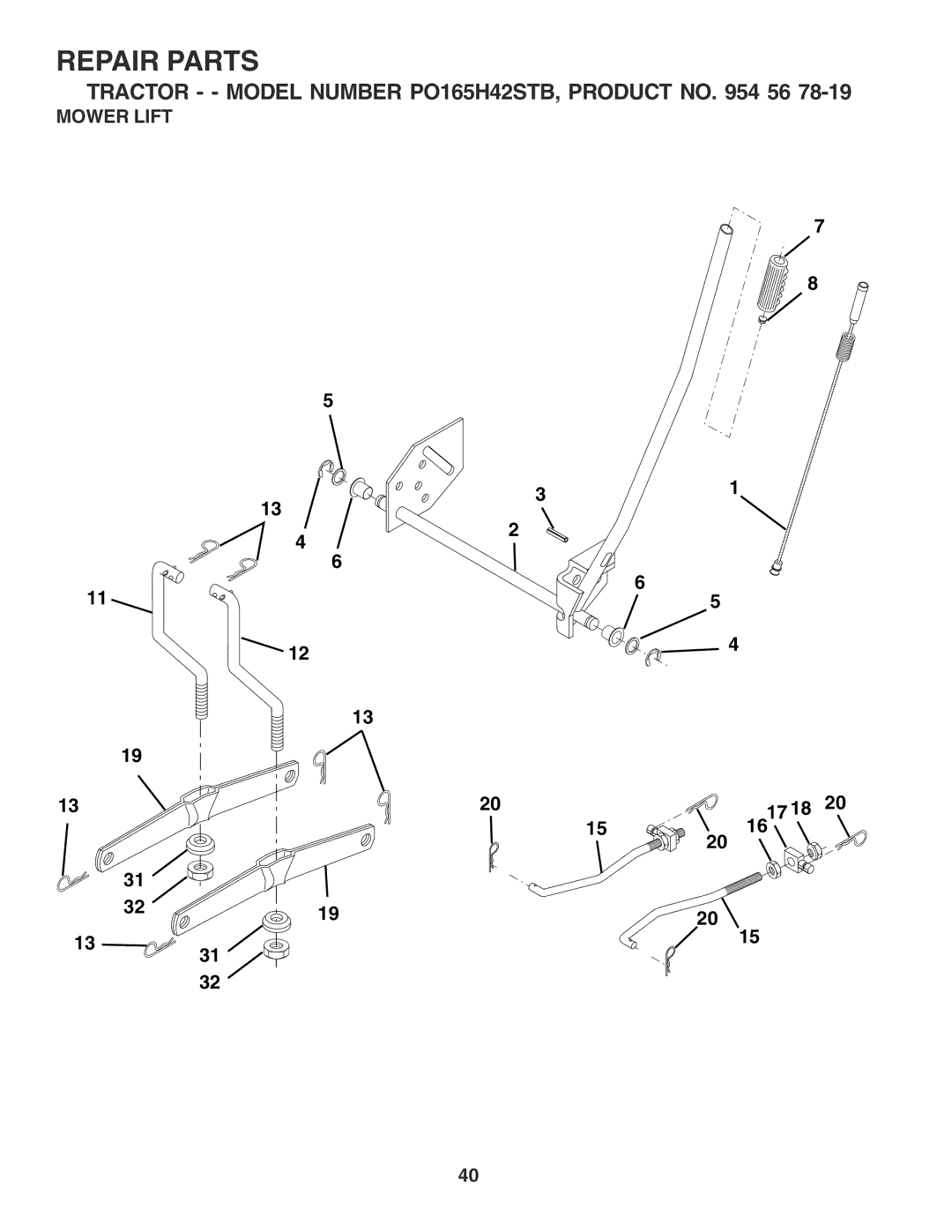 Poulan 183064 manual Mower Lift 