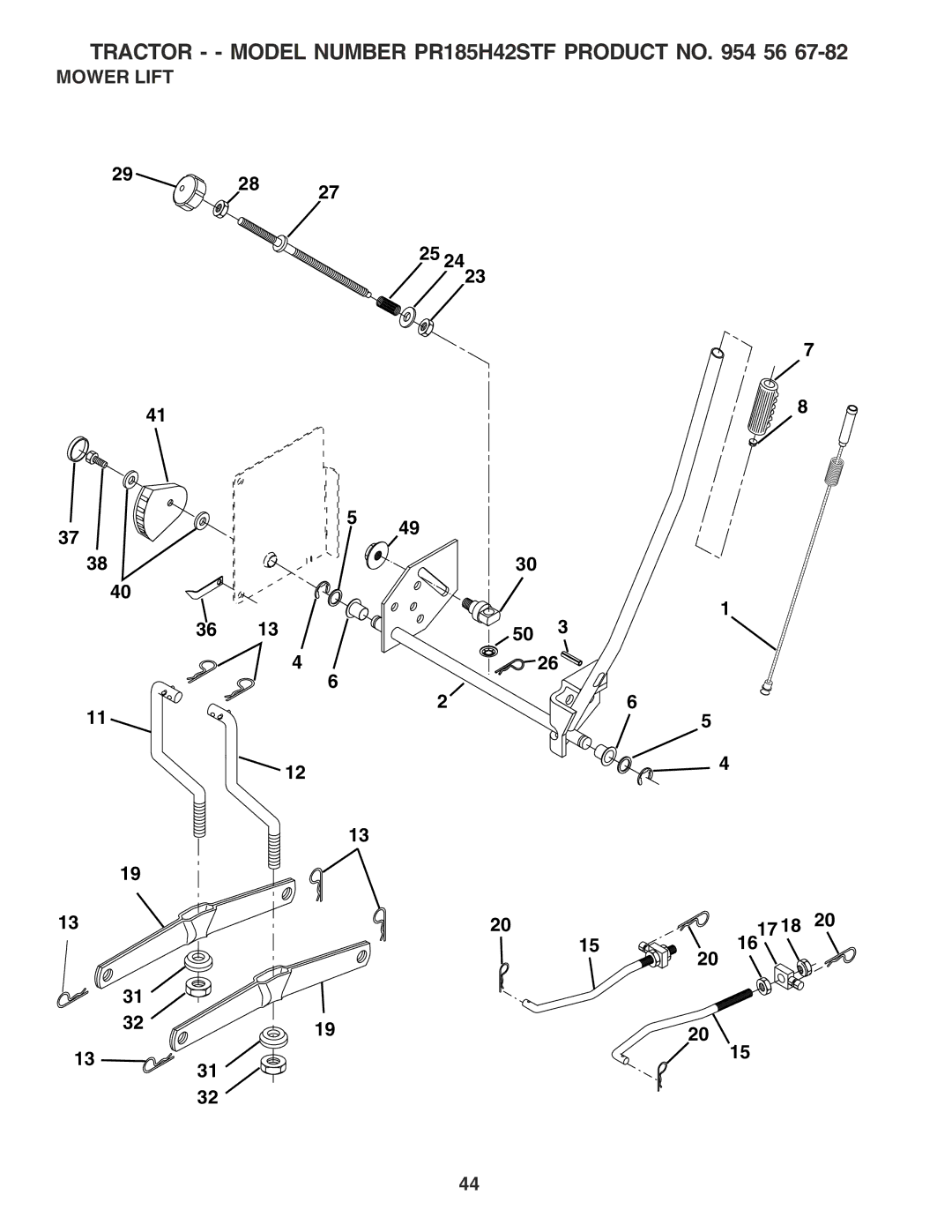 Poulan 183111, PR185G42STF owner manual Mower Lift 