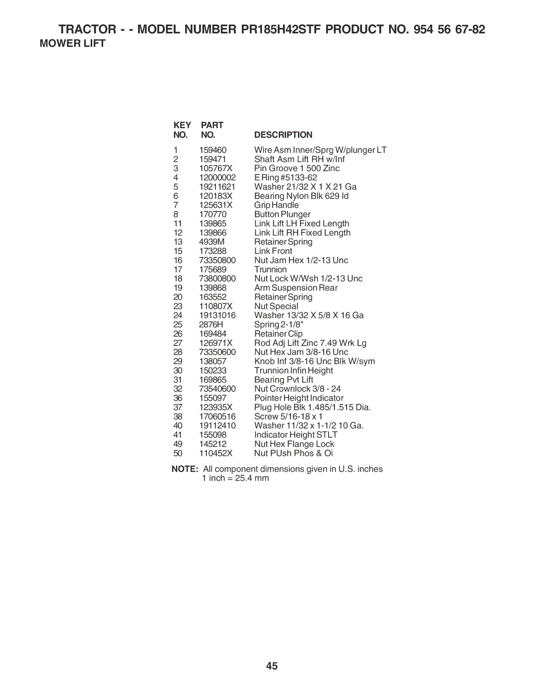 Poulan PR185G42STF, 183111 owner manual Wire Asm Inner/Sprg W/plunger LT 