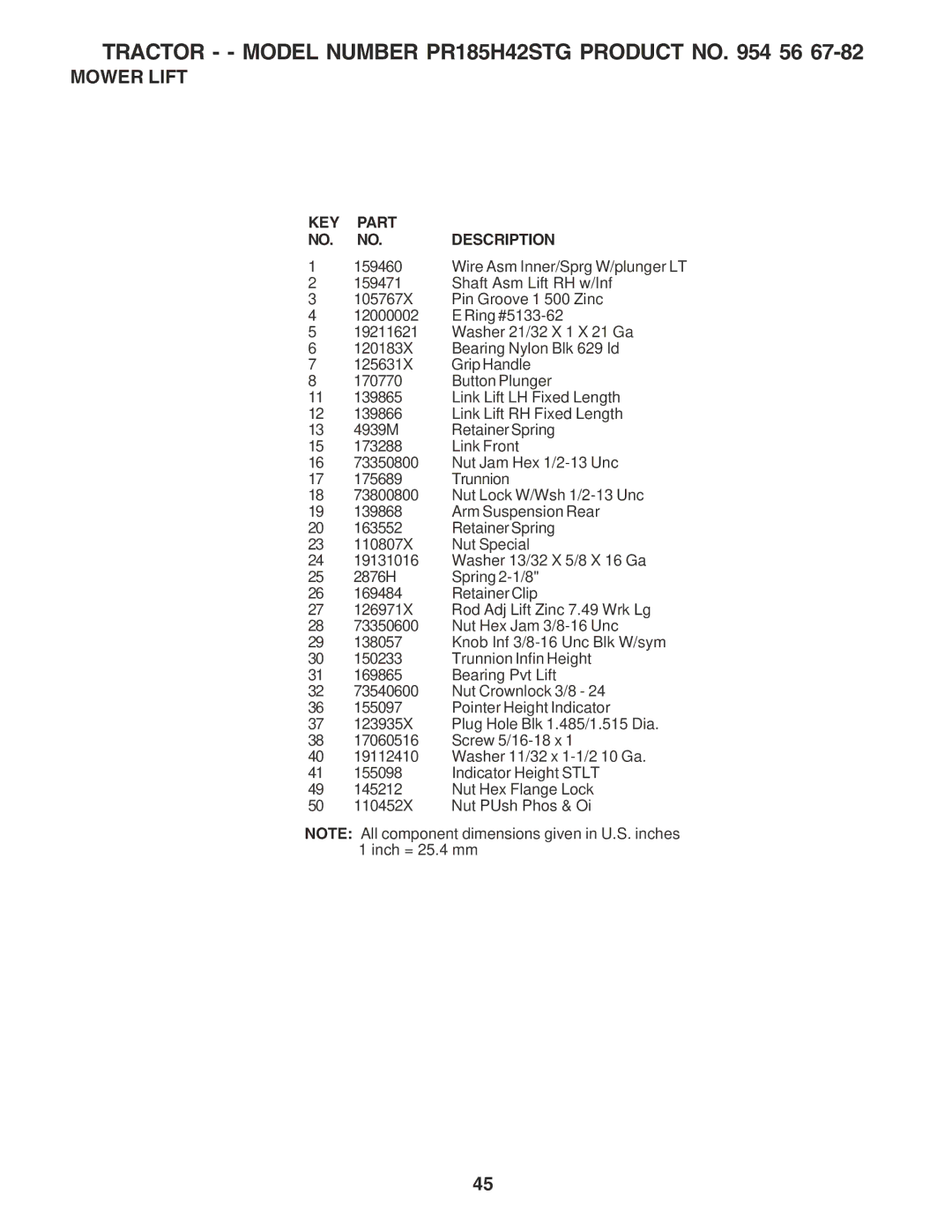 Poulan 183113 owner manual Wire Asm Inner/Sprg W/plunger LT 