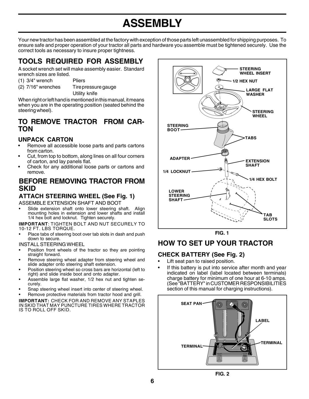 Poulan 183188 manual Tools Required for Assembly, To Remove Tractor from CAR- TON, Before Removing Tractor from Skid 