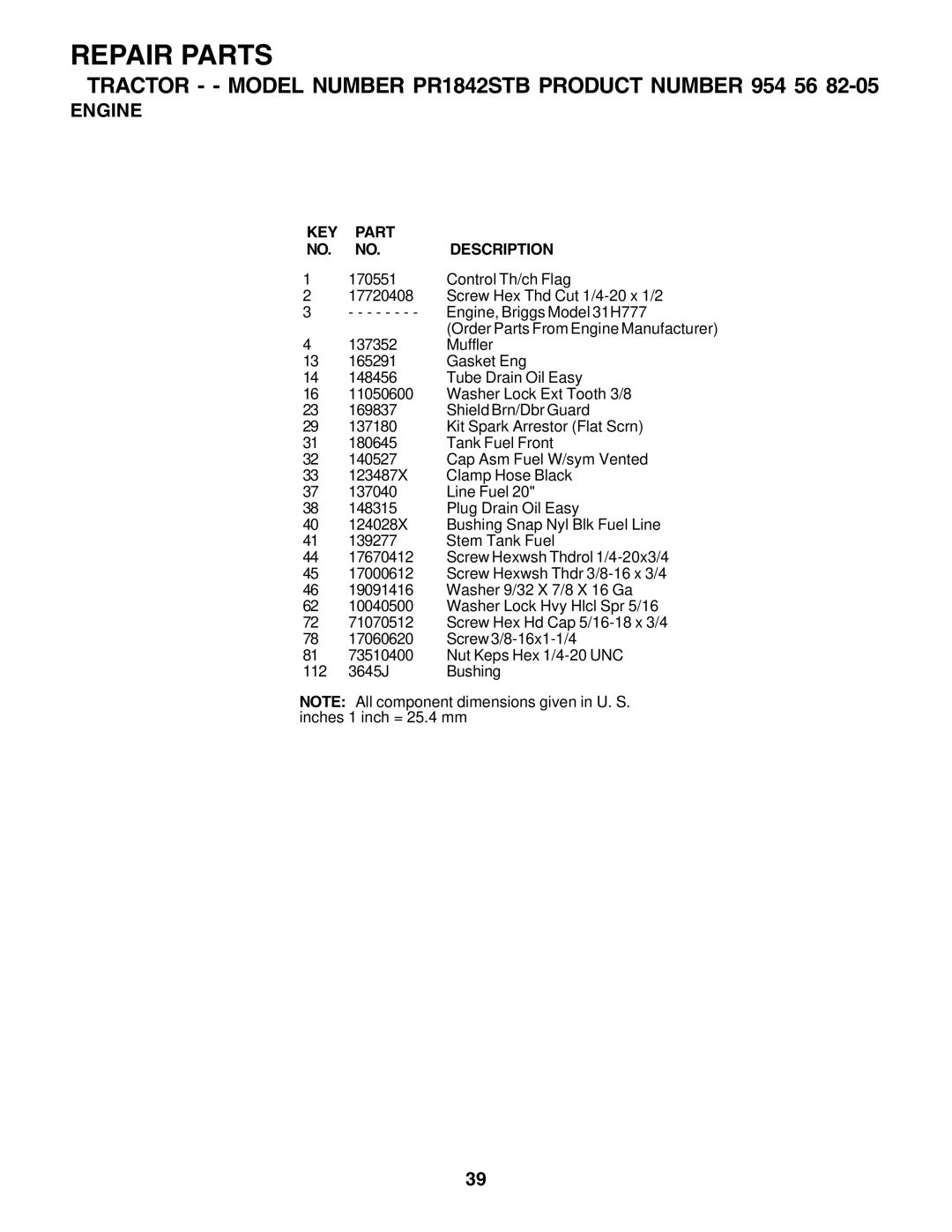 Poulan 183249 owner manual Control Th/ch Flag 