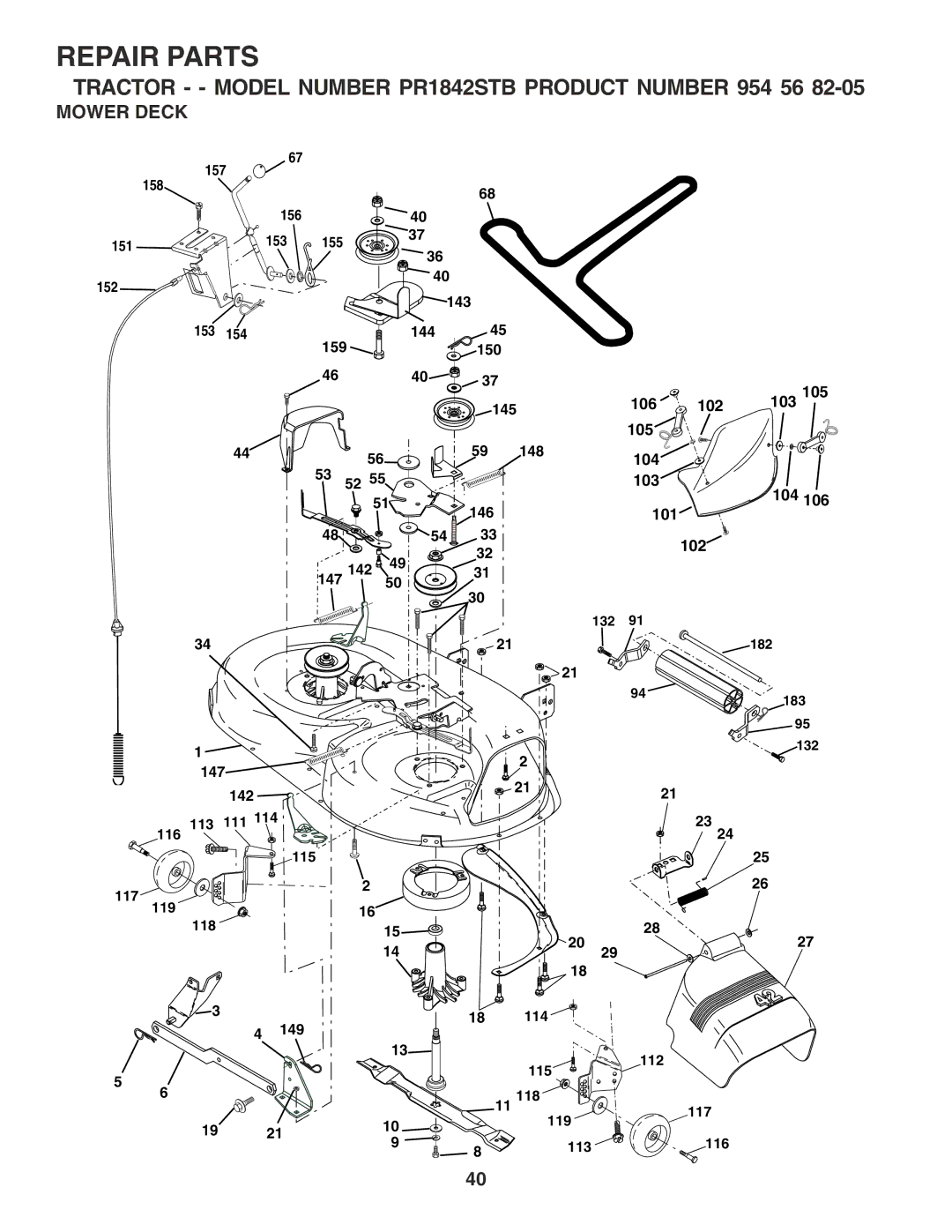 Poulan 183249 owner manual Mower Deck 