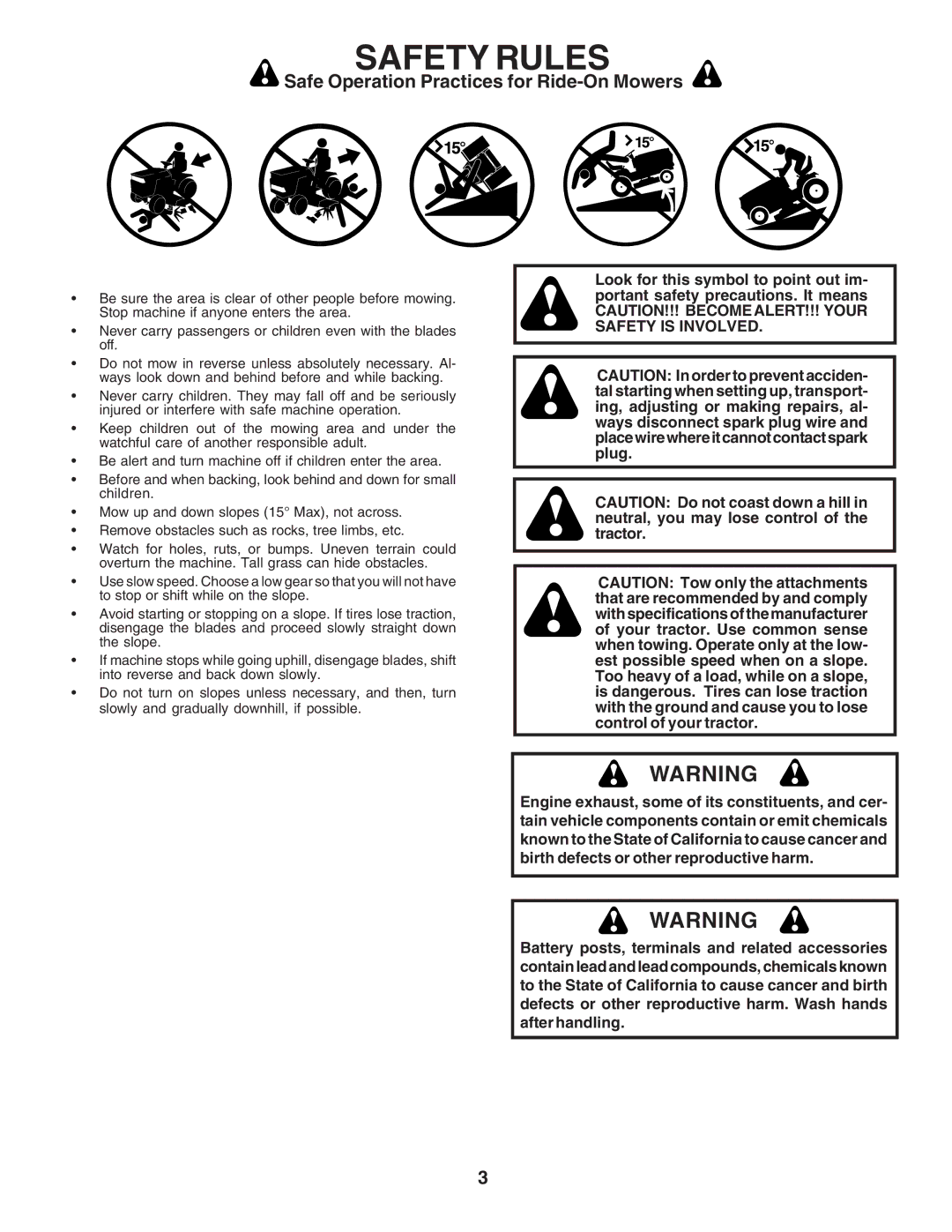 Poulan 183255 owner manual Safety Rules 