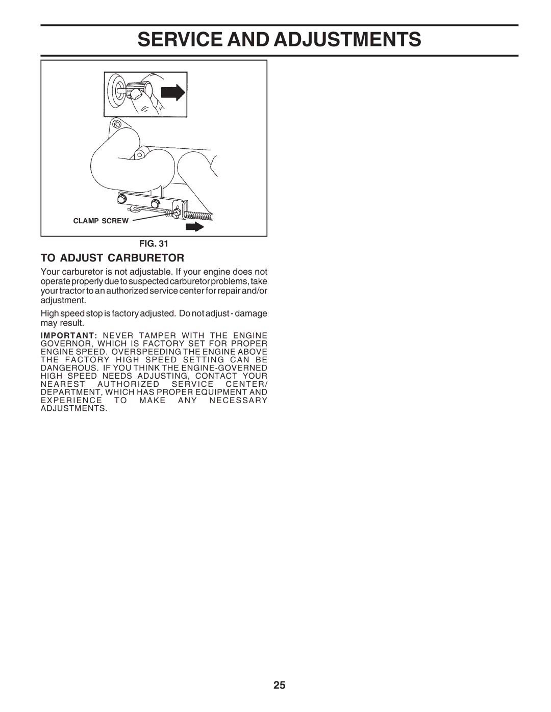 Poulan 183284 owner manual To Adjust Carburetor 