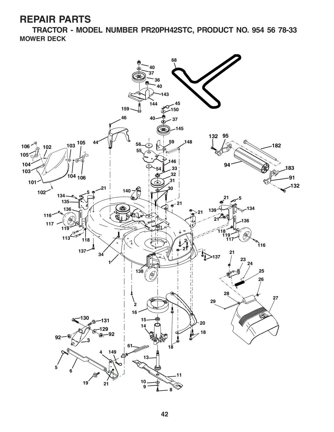 Poulan 183284 owner manual Mower Deck 