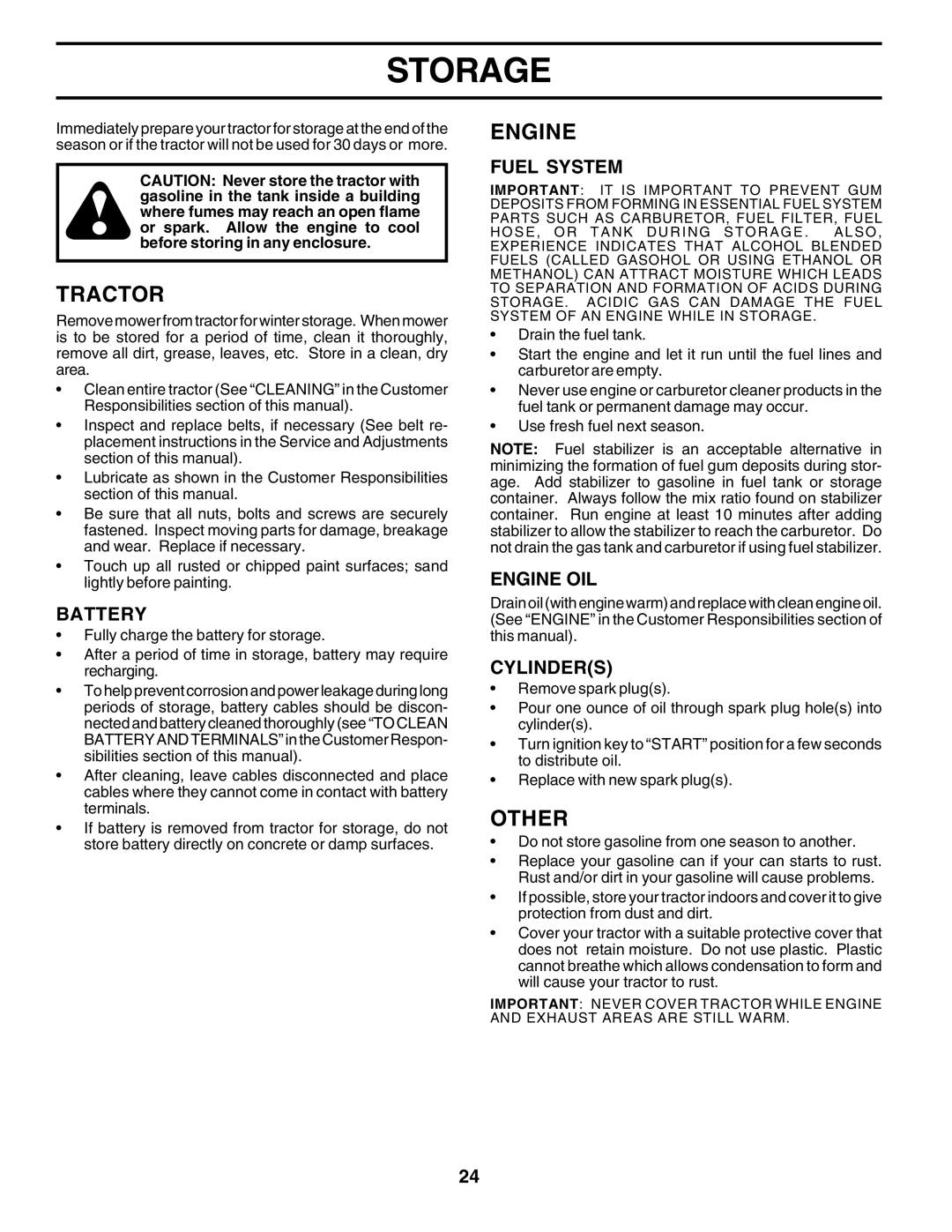 Poulan 183293 manual Storage, Other, Fuel System, Engine OIL, Cylinders 