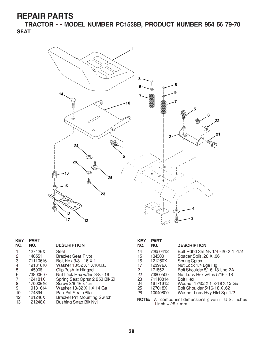 Poulan 183313 manual Seat 