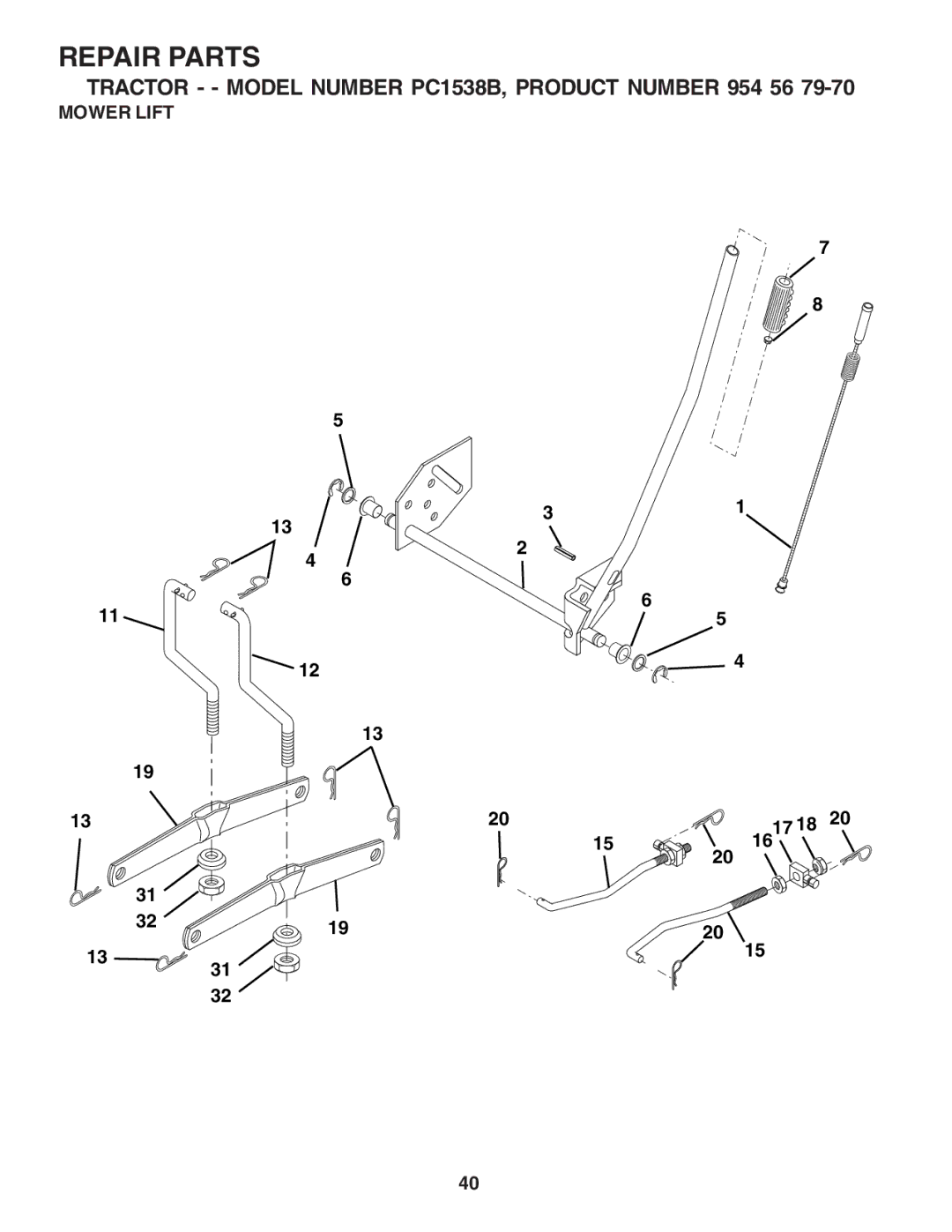 Poulan 183313 manual Mower Lift 