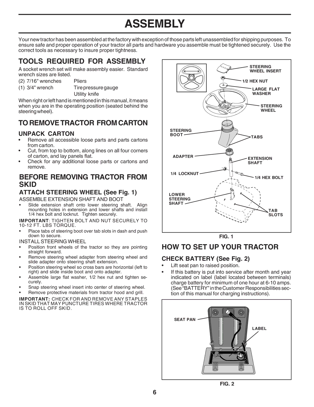 Poulan 183313 manual Tools Required for Assembly, To Remove Tractor from Carton, Before Removing Tractor from Skid 