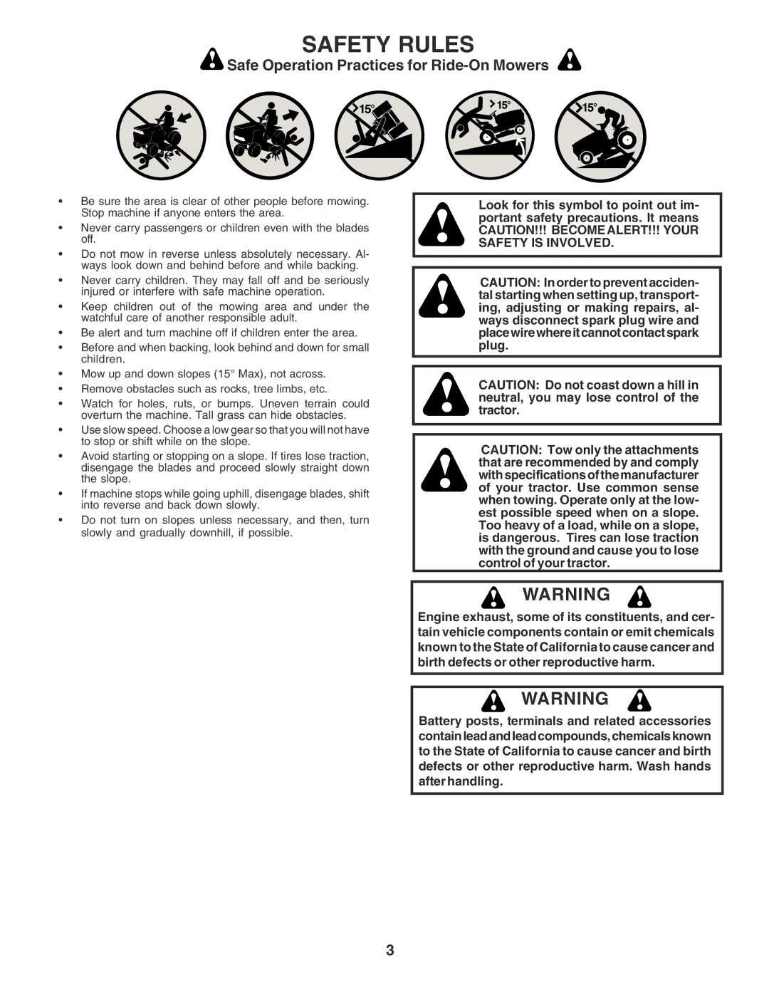 Poulan 183359 owner manual Safety Rules 