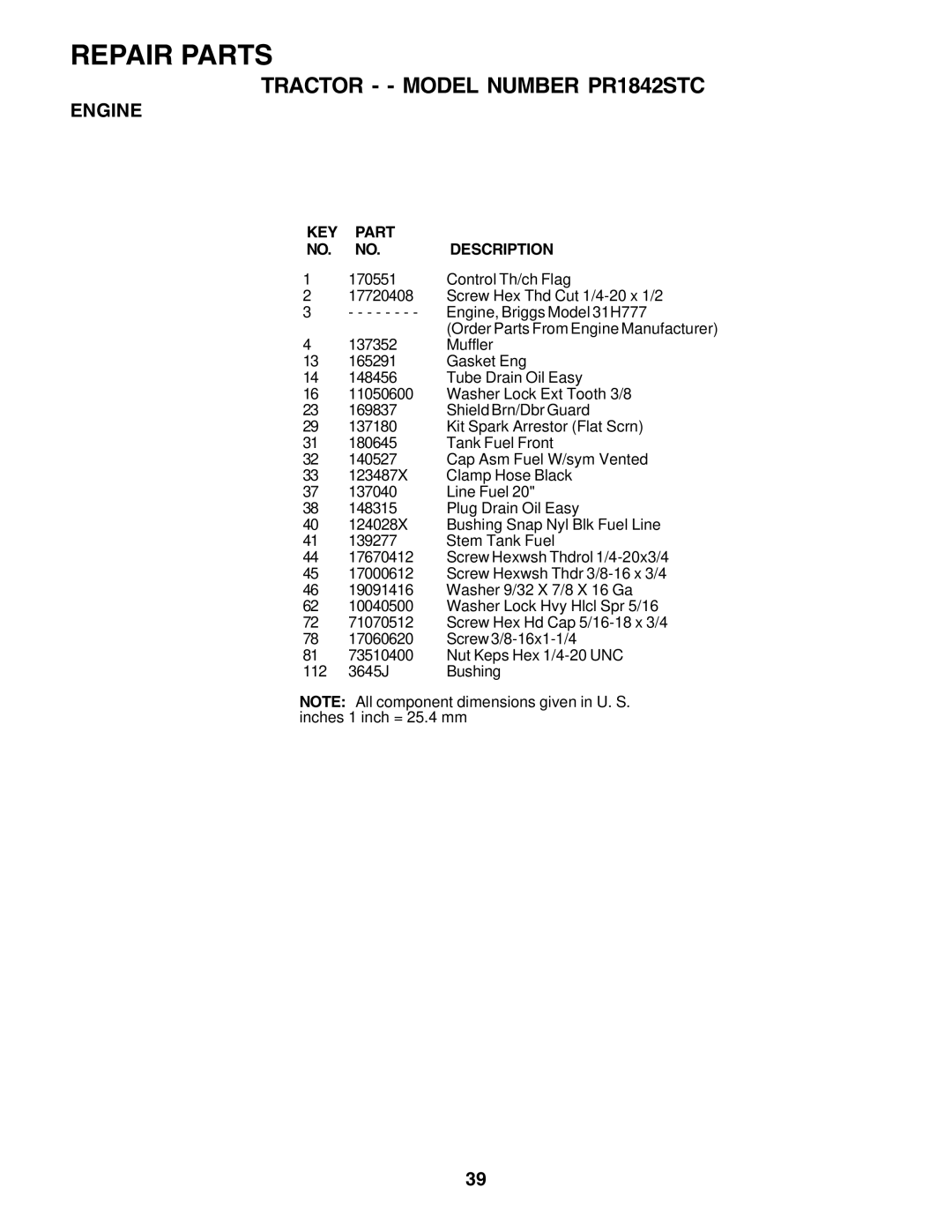 Poulan 183359 owner manual Control Th/ch Flag 