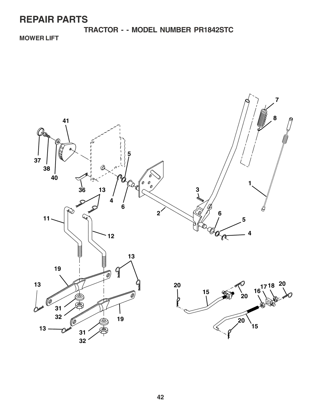 Poulan 183359 owner manual Mower Lift 