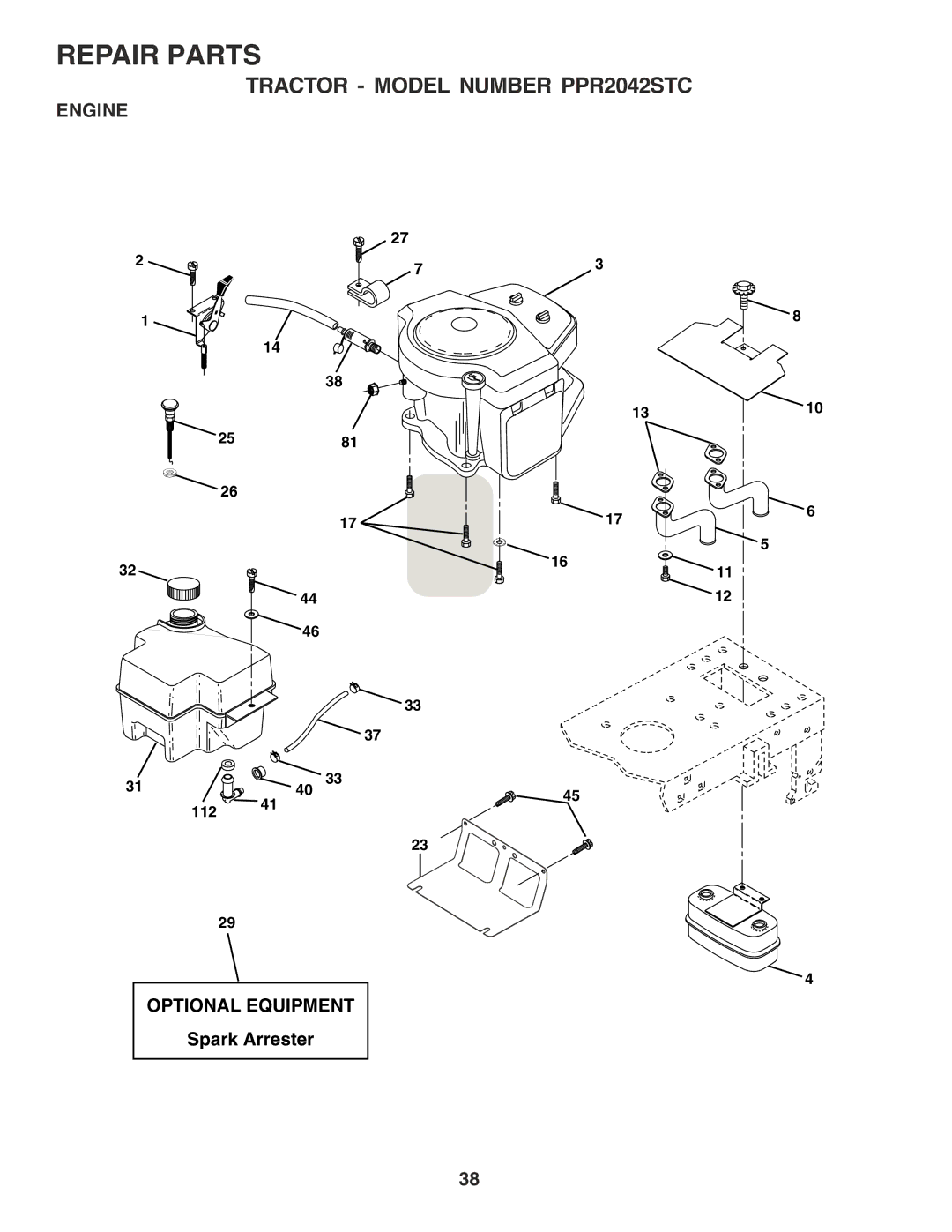 Poulan 183368 owner manual Engine, Optional Equipment, Spark Arrester 