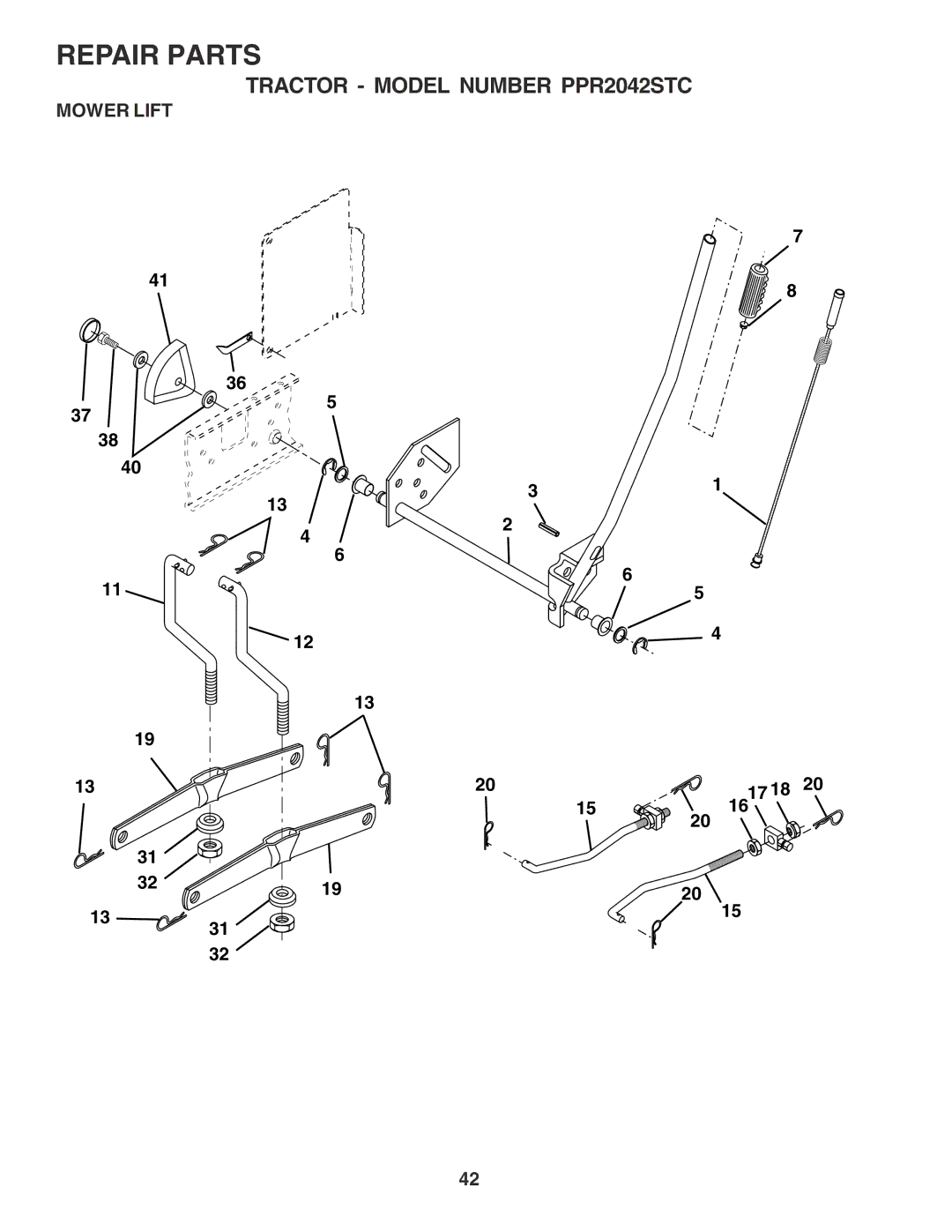 Poulan 183368 owner manual Mower Lift 