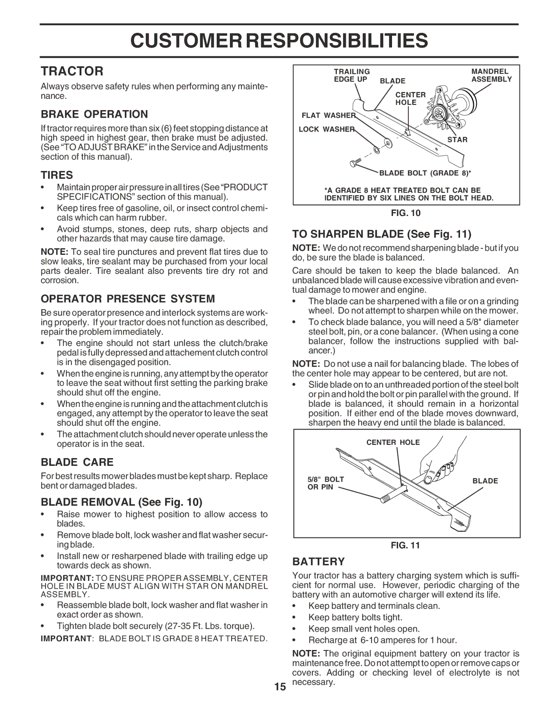 Poulan 183384 owner manual Tractor 