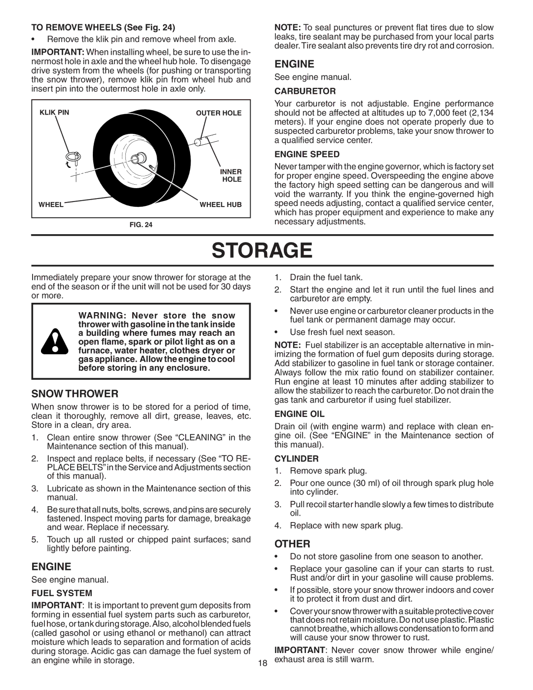 Poulan 183615 owner manual Storage, Other 