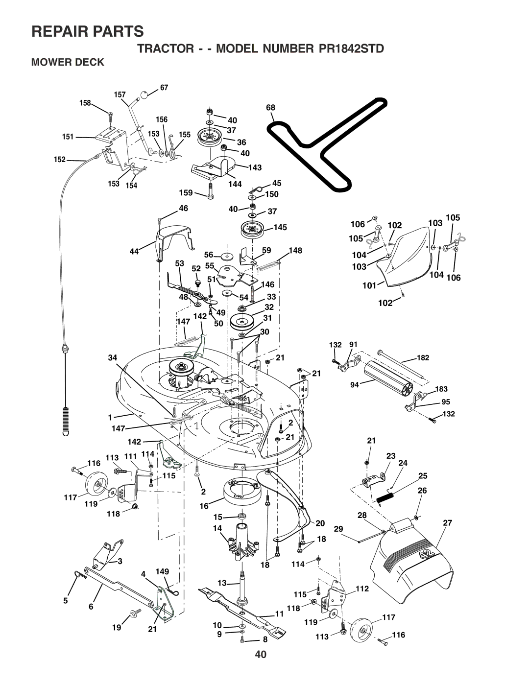 Poulan 183748 owner manual Mower Deck 