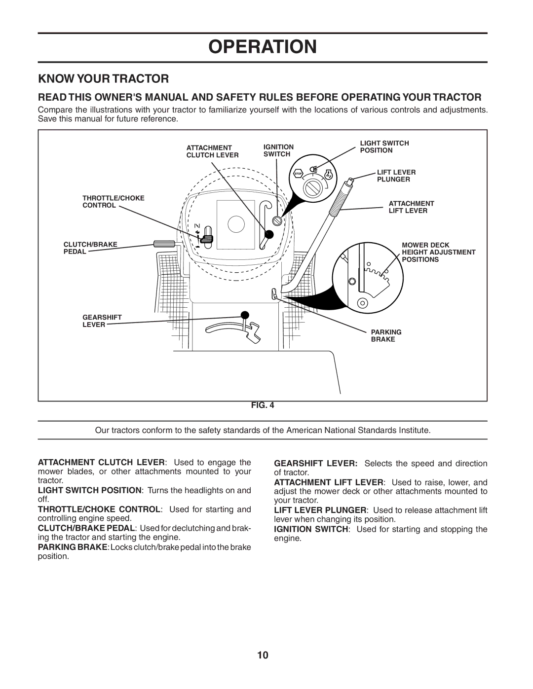 Poulan 183981 manual Know Your Tractor 