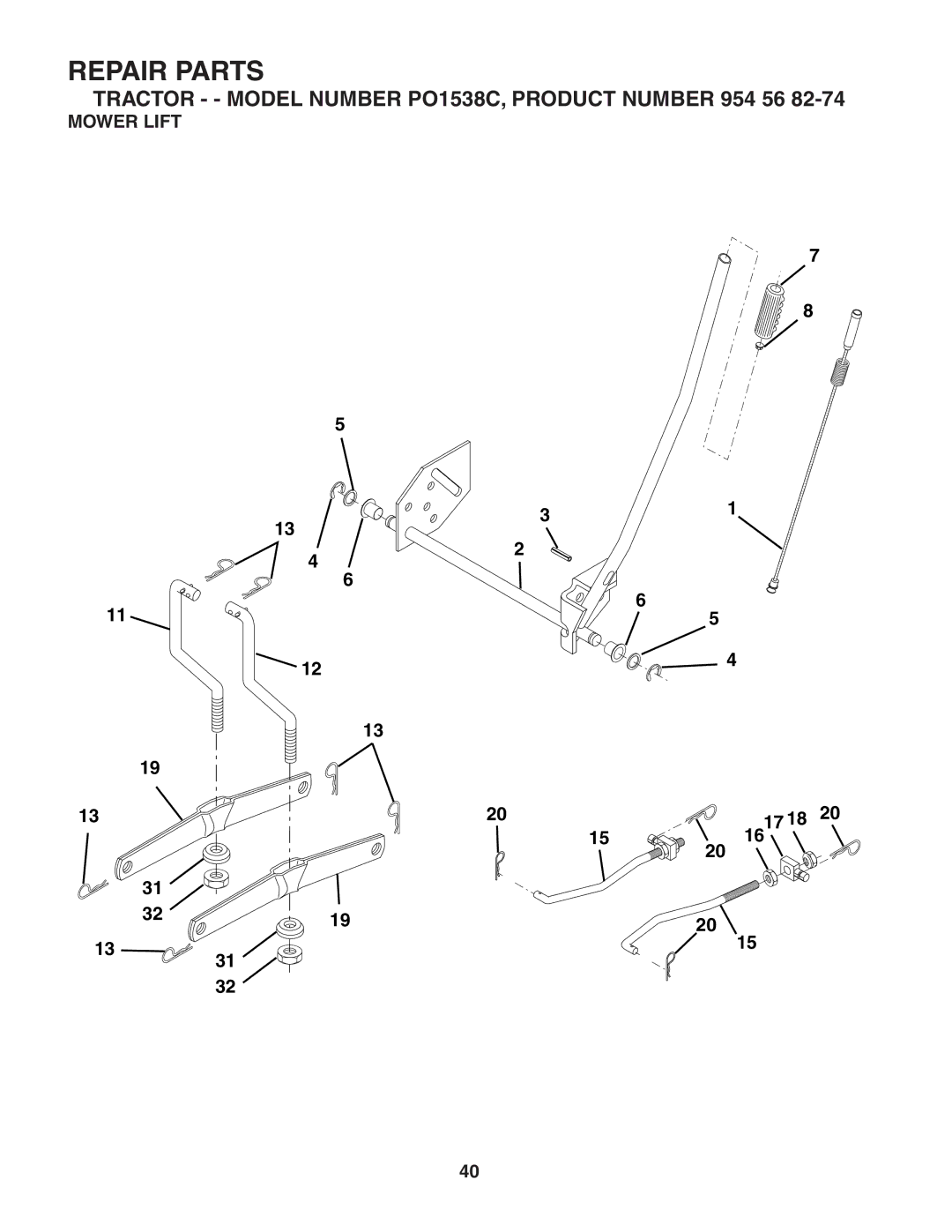 Poulan 183981 manual Mower Lift 