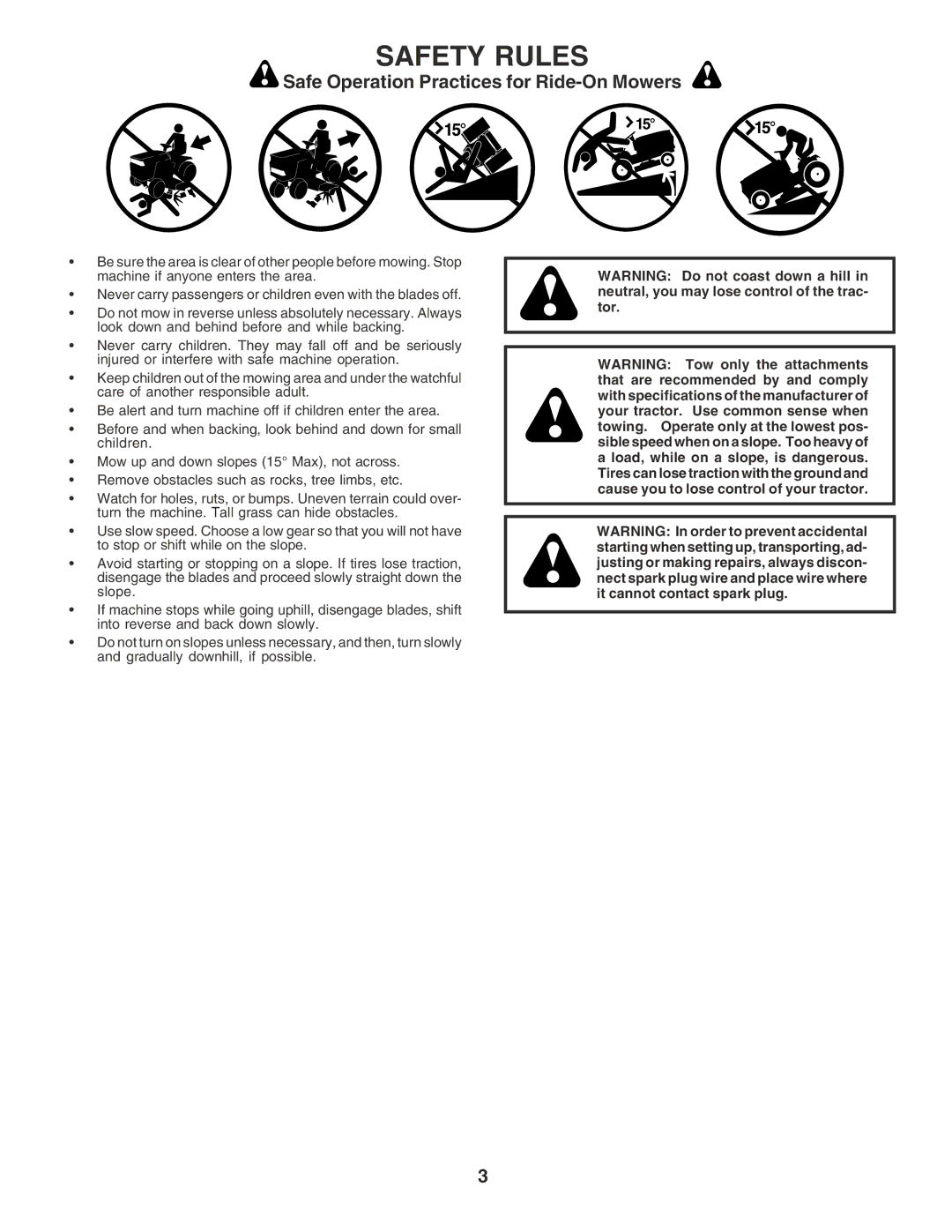 Poulan 184314 owner manual Safety Rules 