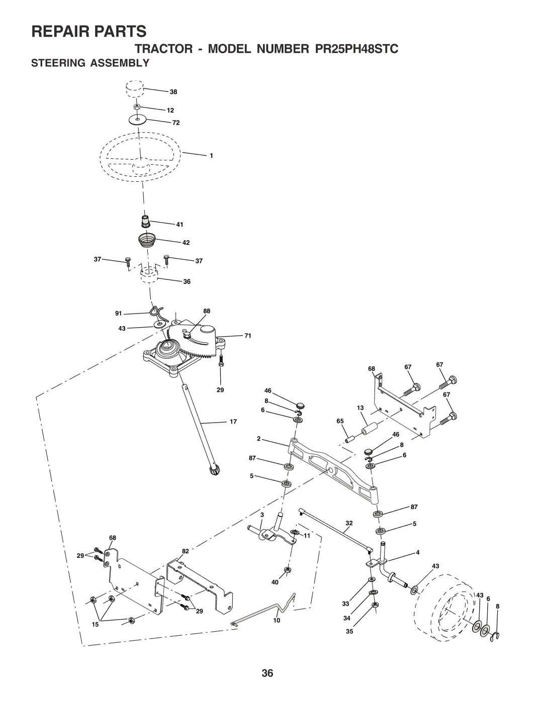 Poulan 184314 owner manual Steering Assembly 