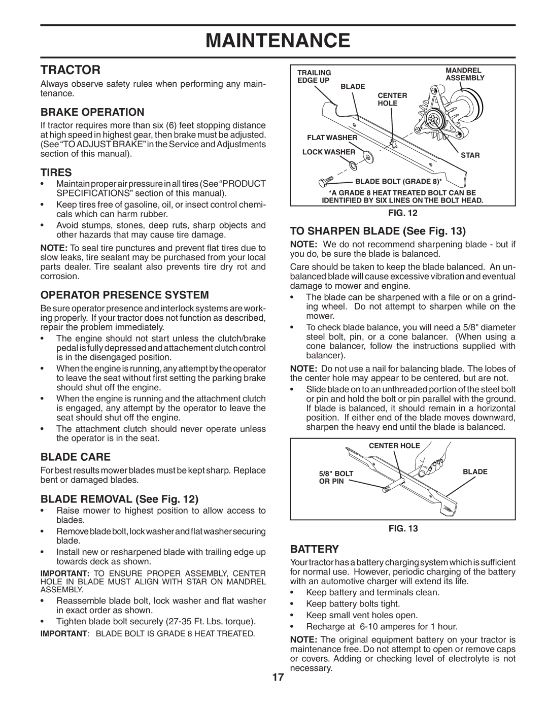 Poulan 184581 owner manual Tractor 