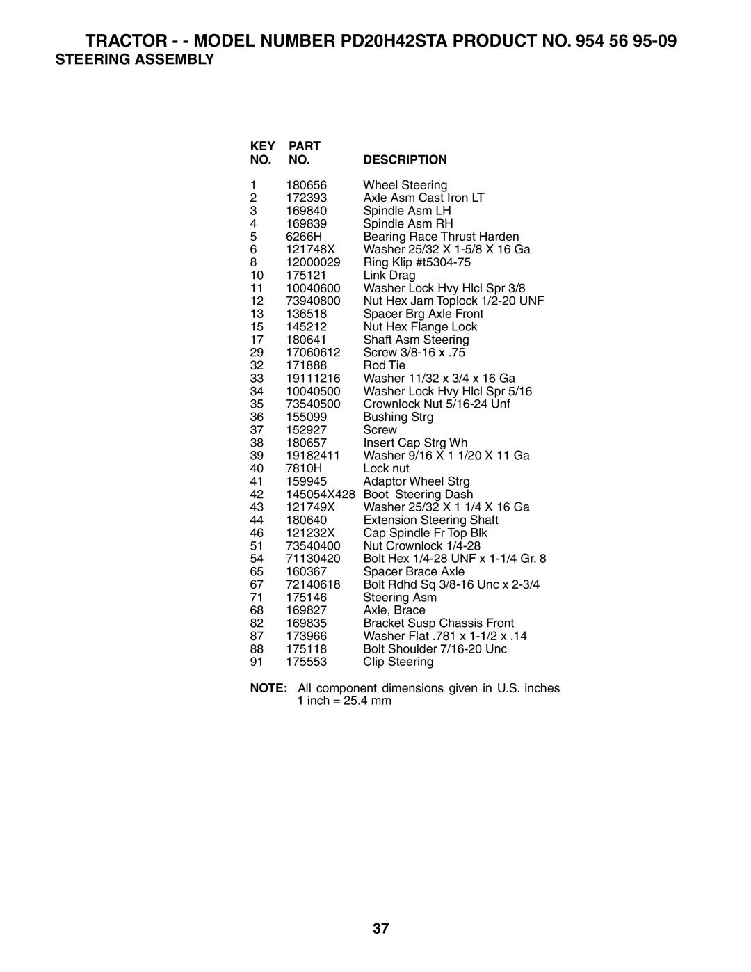 Poulan 184617 owner manual Wheel Steering 