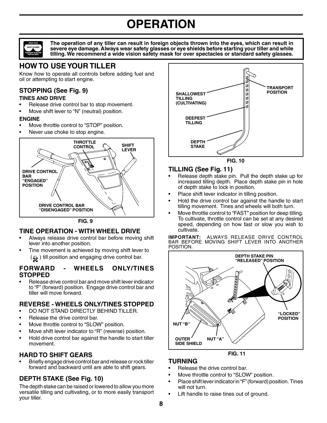 Poulan 184865 owner manual HOW to USE Your Tiller 