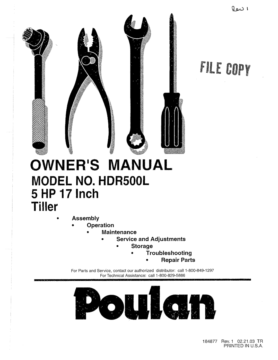 Poulan 184877 manual 