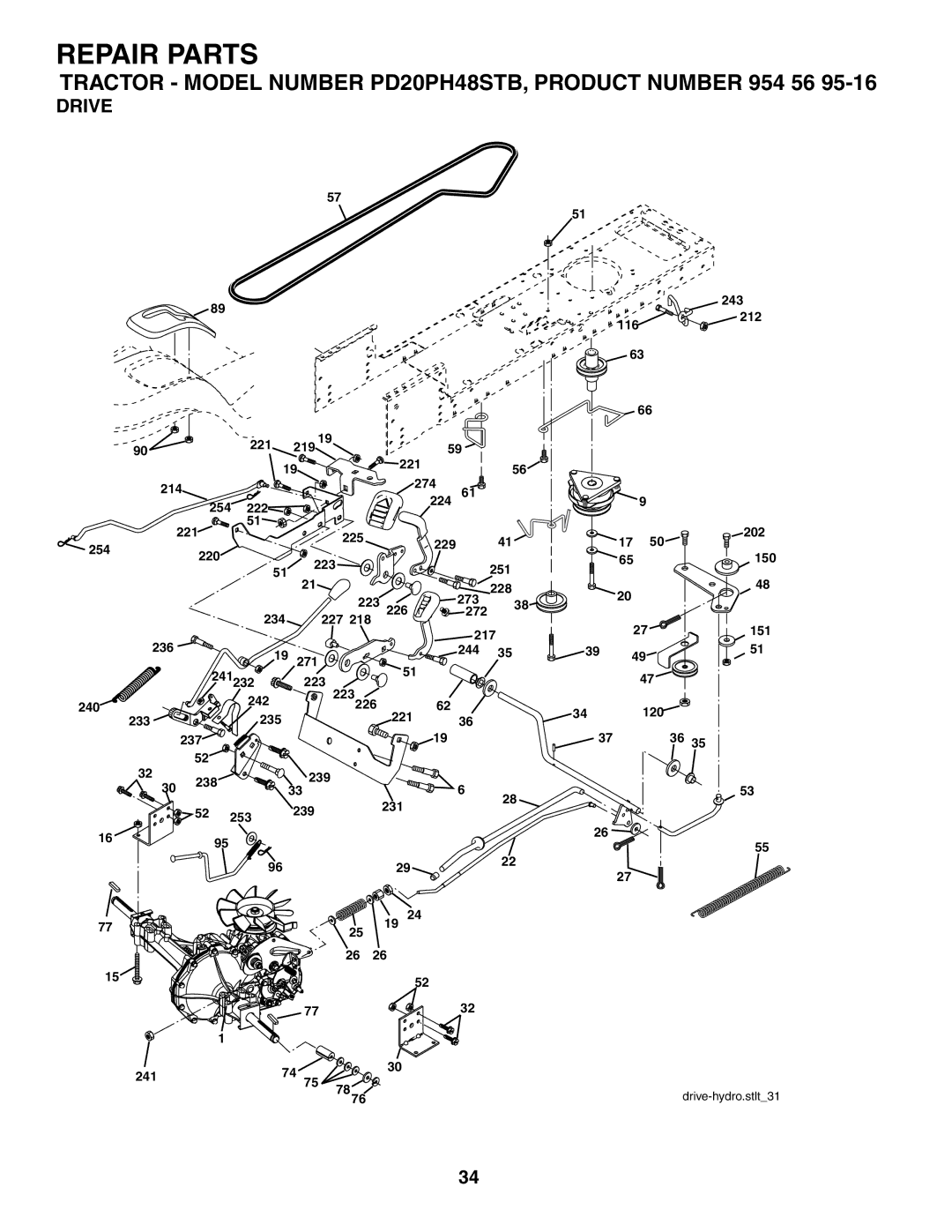 Poulan 186666, 02153 owner manual Tractor Model Number PD20PH48STB, Product Number 954 56 