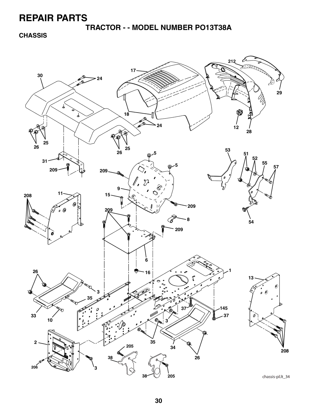 Poulan 187007 manual Chassis 