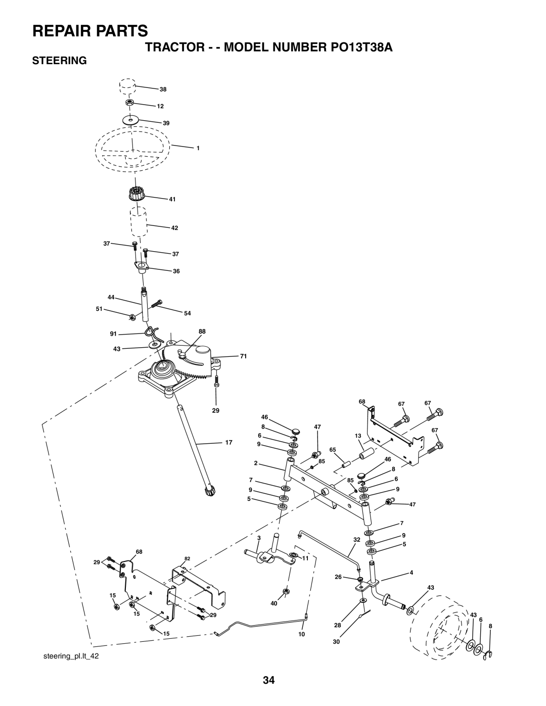 Poulan 187007 manual Steering 